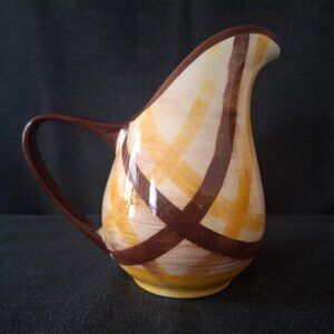 Vintage Vernon Kilns Dinnerware Organdie Brown Yellow Plaid Milk Pitcher